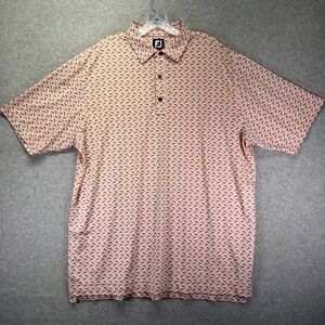FootJoy Polo Shirt Mens XL Pink Dolphin Print Golf Performance Stretch Top